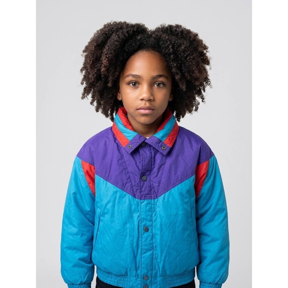 Vintage MTO Sport Colorblock Puffer Jacket 80s 90s Retro Streetwear Teal Purple